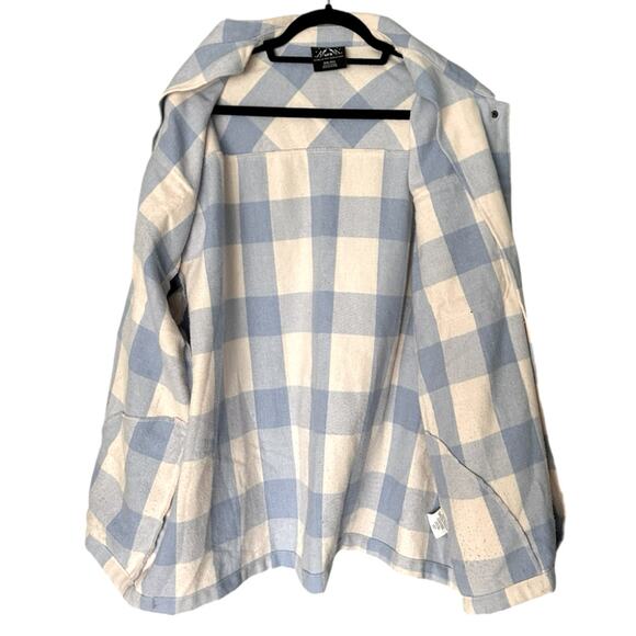 HFX Long Sleeve Plaid Flannel Shacket Women's XXL Buffalo Plaid Blue White - Picture 3 of 6